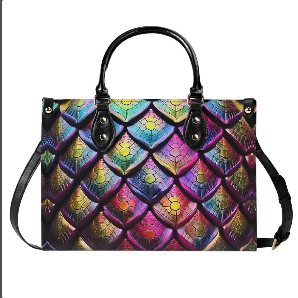 Psychedelic Mermaid Tote Bag Genuine Leather NWT Designer Pop Art Statement Gift